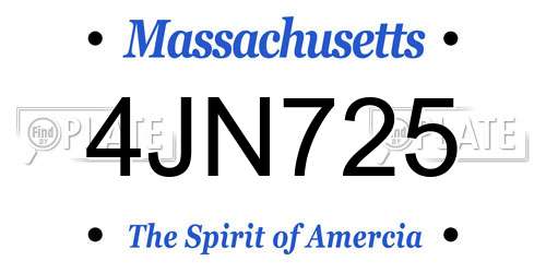 4JN725 Massachusetts License Plate