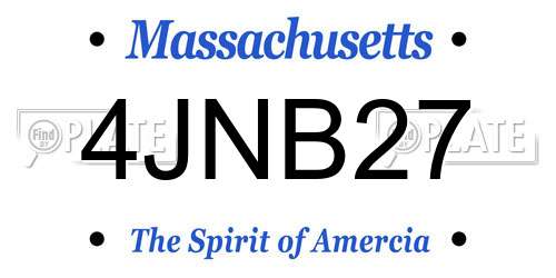 4JNB27 Massachusetts License Plate
