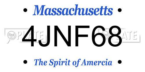 4JNF68 Massachusetts License Plate