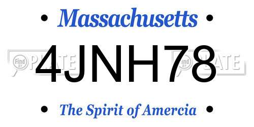 4JNH78 Massachusetts License Plate