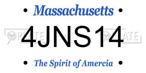 4JNS14 Massachusetts License Plate