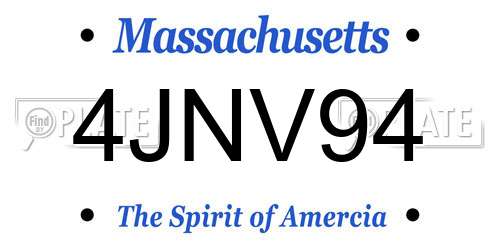 4JNV94 Massachusetts License Plate
