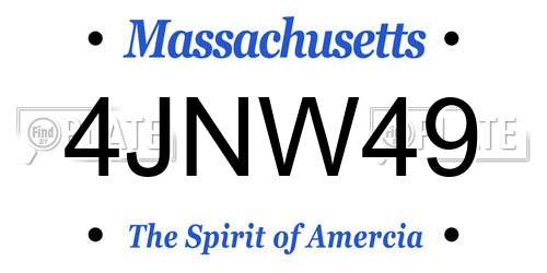 4JNW49 Massachusetts License Plate