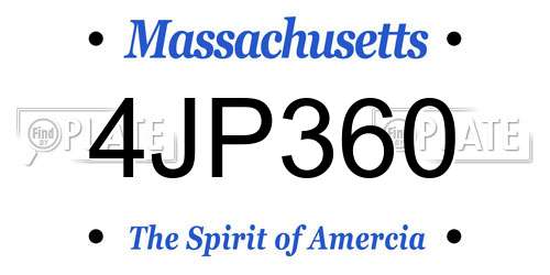 4JP360 Massachusetts License Plate