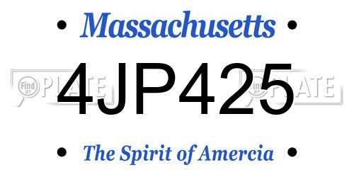4JP425 Massachusetts License Plate