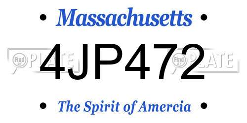 4JP472 Massachusetts License Plate
