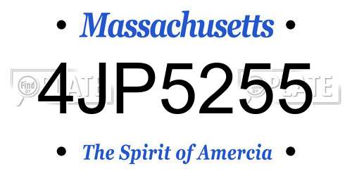 4JP5255 Massachusetts License Plate