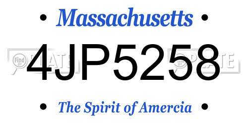 4JP5258 Massachusetts License Plate