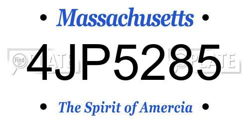 4JP5285 Massachusetts License Plate