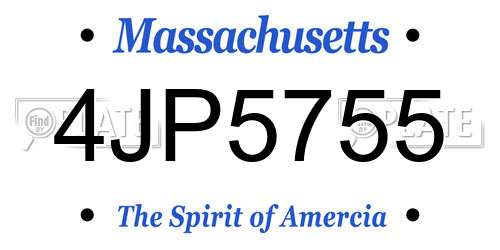 4JP5755 Massachusetts License Plate