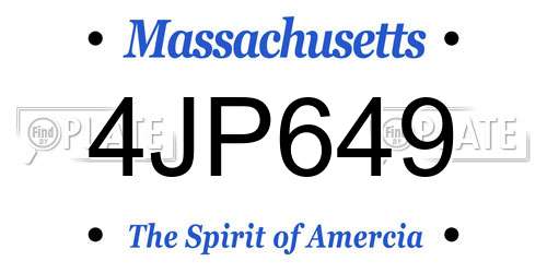 4JP649 Massachusetts License Plate