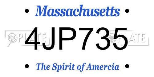 4JP735 Massachusetts License Plate