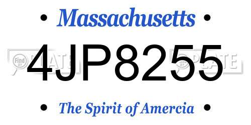 4JP8255 Massachusetts License Plate
