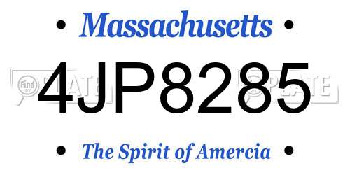4JP8285 Massachusetts License Plate