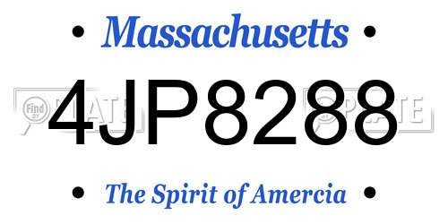 4JP8288 Massachusetts License Plate