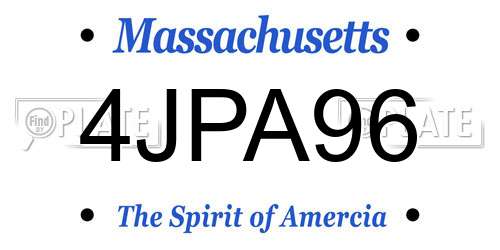 4JPA96 Massachusetts License Plate
