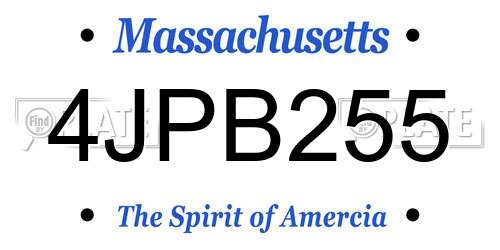 4JPB255 Massachusetts License Plate