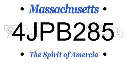 4JPB285 Massachusetts License Plate