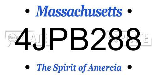 4JPB288 Massachusetts License Plate
