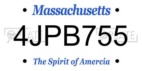 4JPB755 Massachusetts License Plate