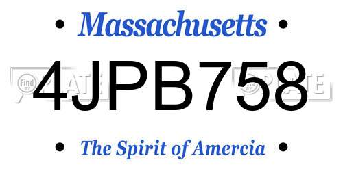 4JPB758 Massachusetts License Plate