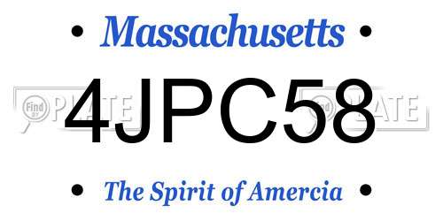 4JPC58 Massachusetts License Plate