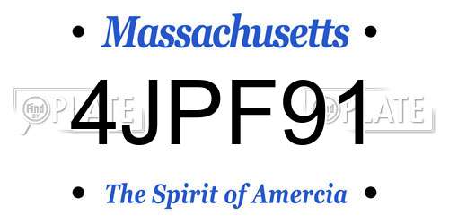 4JPF91 Massachusetts License Plate