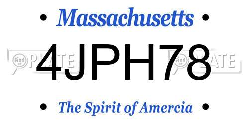 4JPH78 Massachusetts License Plate