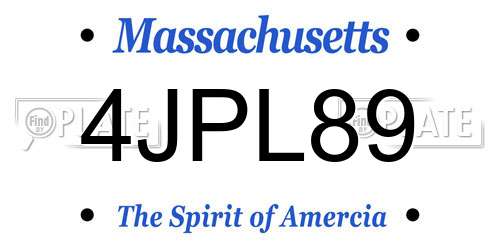4JPL89 Massachusetts License Plate