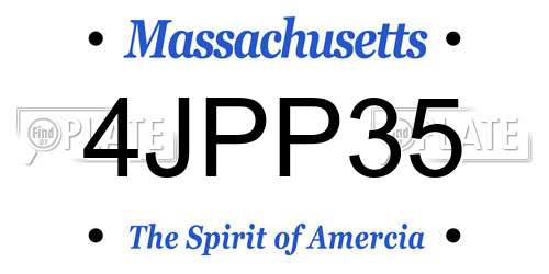 4JPP35 Massachusetts License Plate