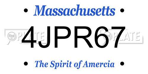 4JPR67 Massachusetts License Plate