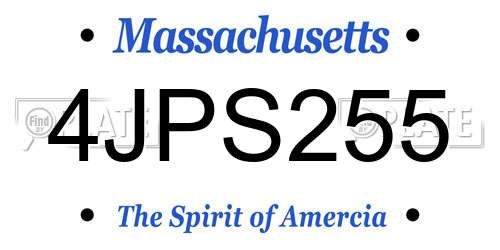 4JPS255 Massachusetts License Plate