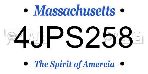 4JPS258 Massachusetts License Plate