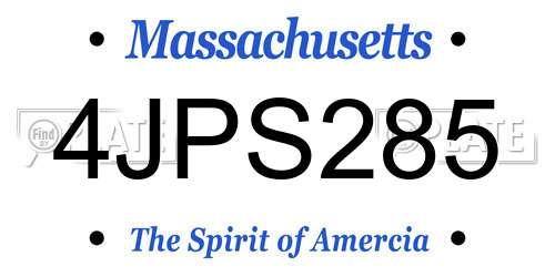 4JPS285 Massachusetts License Plate
