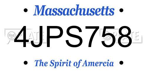 4JPS758 Massachusetts License Plate