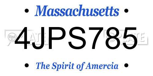 4JPS785 Massachusetts License Plate