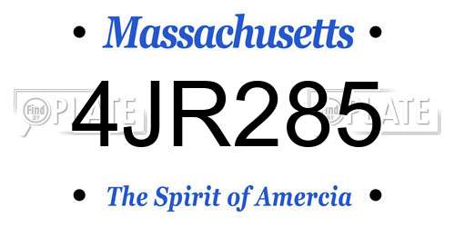 4JR285 Massachusetts License Plate