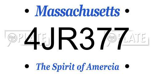 4JR377 Massachusetts License Plate