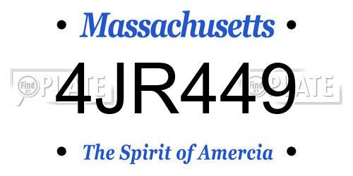 4JR449 Massachusetts License Plate