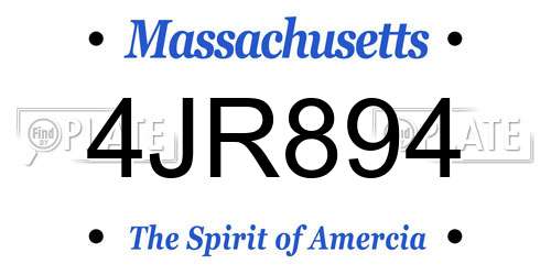 4JR894 Massachusetts License Plate