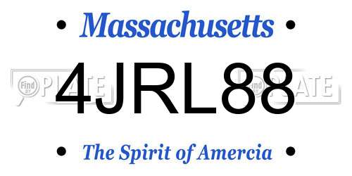 4JRL88 Massachusetts License Plate