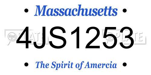 4JS1253 Massachusetts License Plate