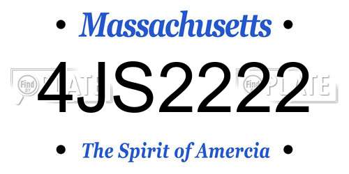 4JS2222 Massachusetts License Plate