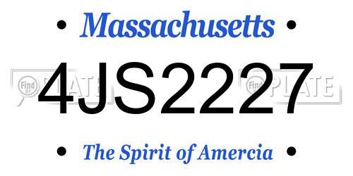 4JS2227 Massachusetts License Plate
