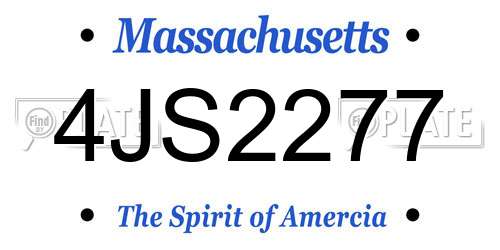 4JS2277 Massachusetts License Plate