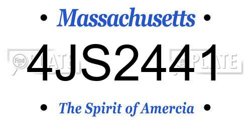 4JS2441 Massachusetts License Plate