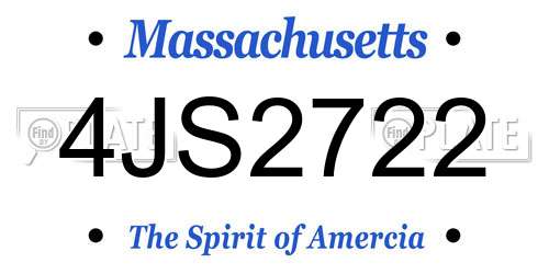 4JS2722 Massachusetts License Plate