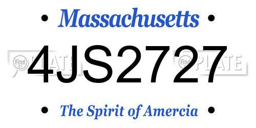4JS2727 Massachusetts License Plate