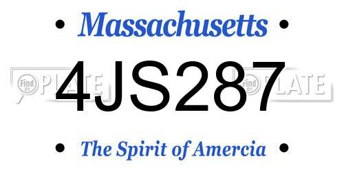 4JS287 Massachusetts License Plate