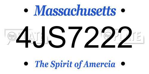 4JS7222 Massachusetts License Plate